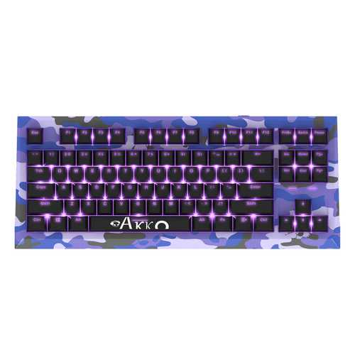 Akko AKC87 CAMO 87-Key NKRO USB Wired Mechanical Gaming Keyboard with Purple Backlit - Perfect for PC Gaming, Typing & Office Work