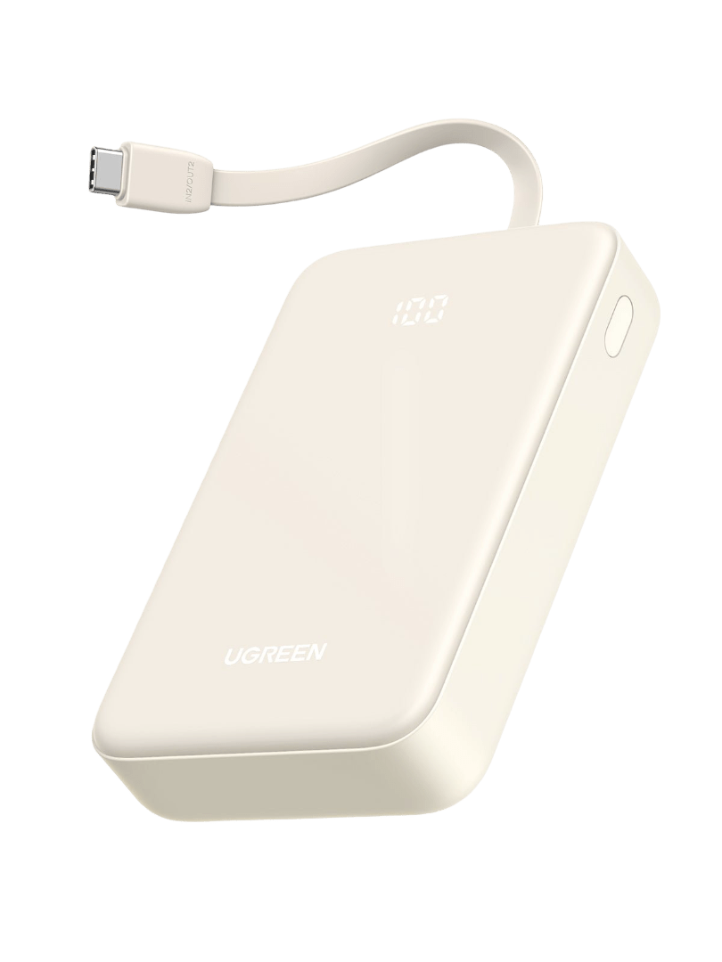 UGREEN 20000mAh 22.5W PD Fast Charging Power Bank with Built-in USB C Cable - Portable External Battery Pack for iPhone, Samsung, iPad, AirPods | Travel, Camping, Emergency Charging
