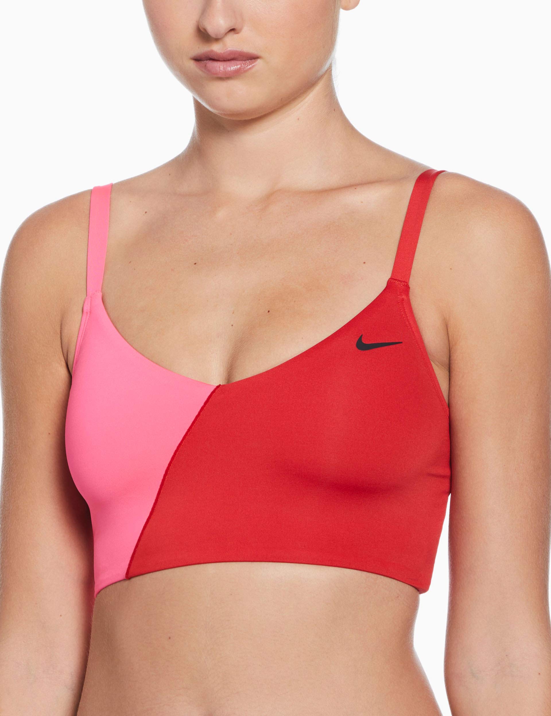 Color Block V-Neck Midkini Swimsuit - University Red | Women's Two-Piece Bathing Suit for Beach, Pool & Summer Vacations