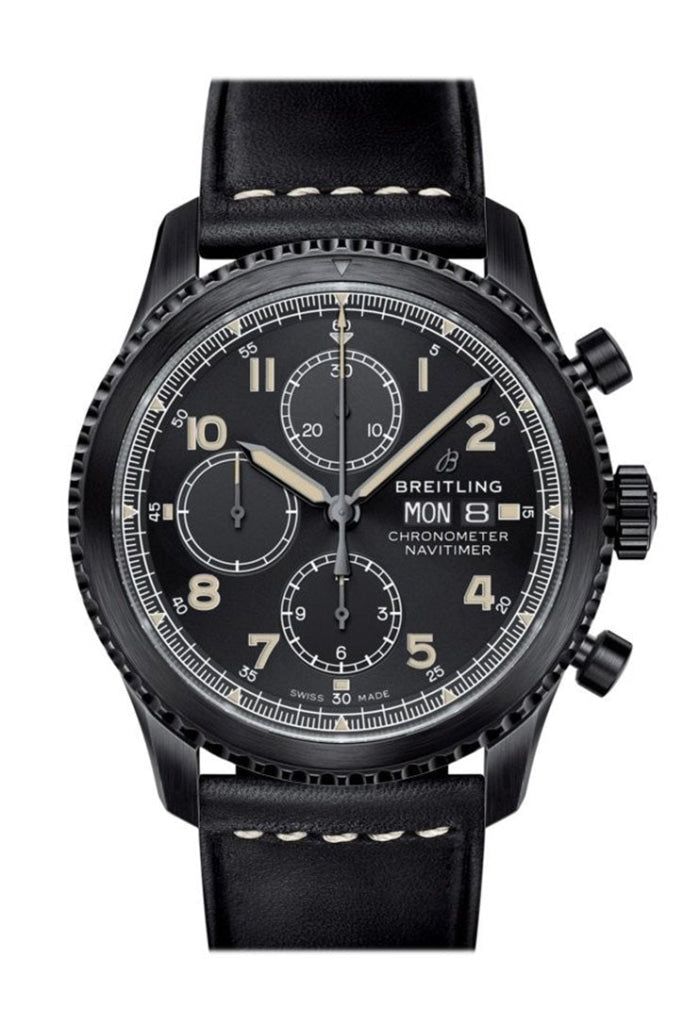 Breitling Navitimer Chronograph Watch - Blue Dial, Black Leather Strap, Tang Buckle, Model M13314101/B1X1 - Perfect for Aviation Enthusiasts & Luxury Watch Collectors