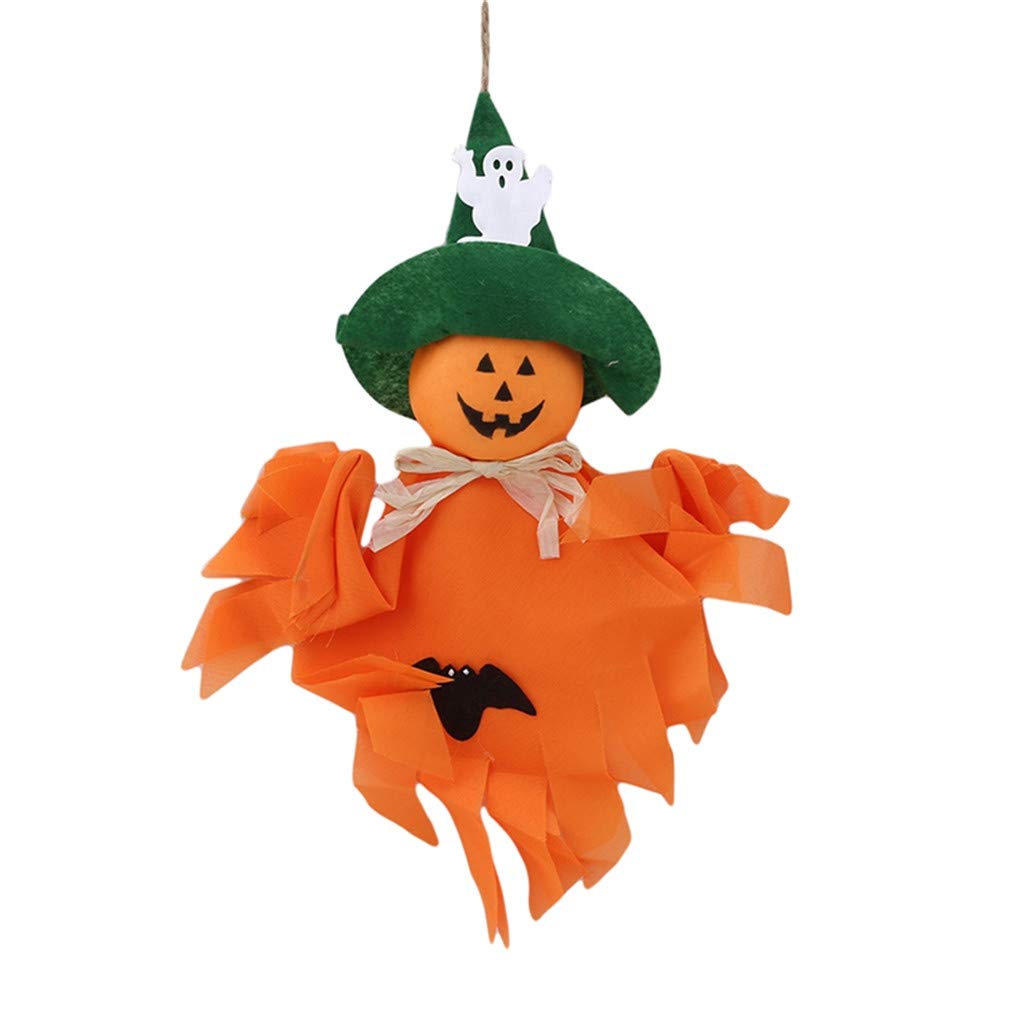 Sevenfly Halloween Hanging Ghost Windsock - Spooky Pumpkin Scarecrow Decor for Outdoor Garden, Yard & Party | Orange Halloween Party Supplies for Holiday, Home & Outdoor Decorations