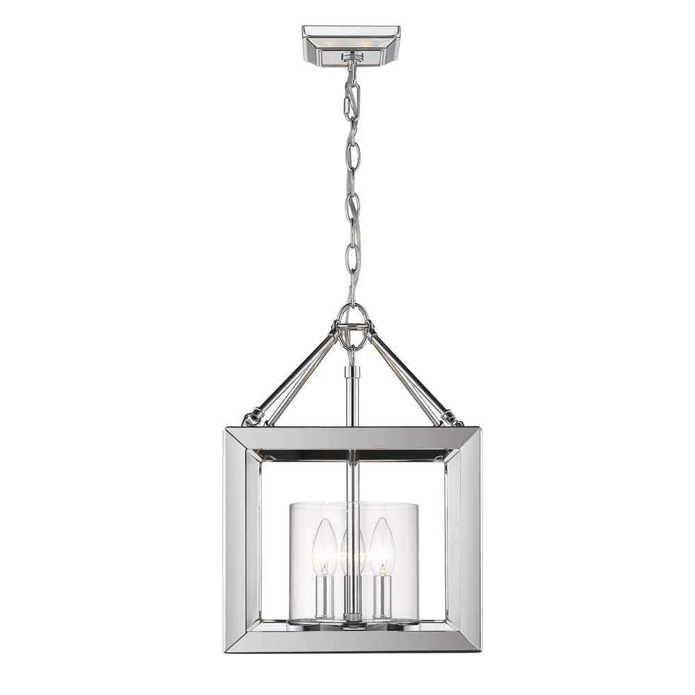 Golden Lighting 2074-SF CH-CLR Smyth Convertible Semi-Flush/Pendant Ceiling Light Fixture - Chrome Finish - Modern Kitchen Island Pendant Lighting for Dining Room, Bedroom & Living Room