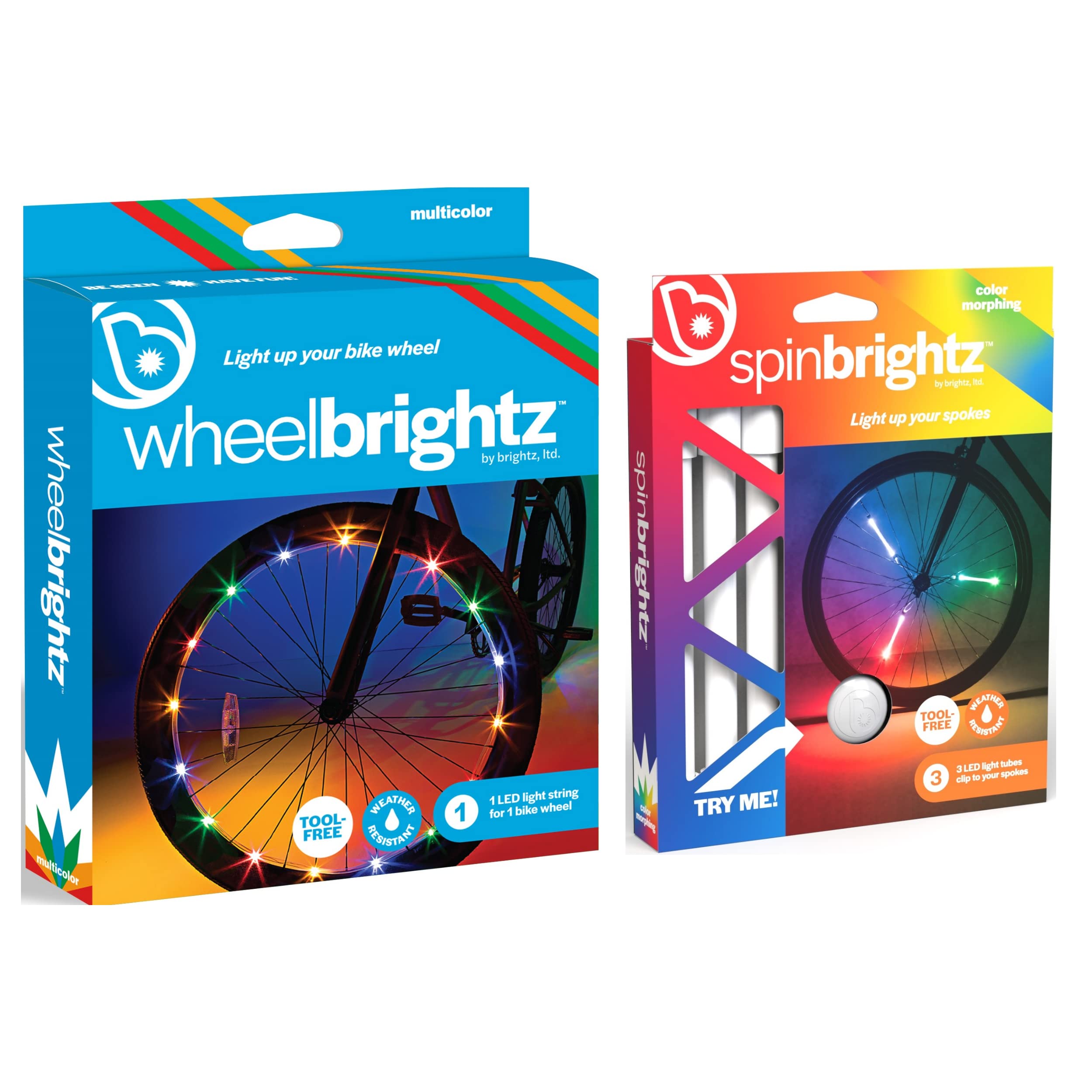 Brightz LED Bike Wheel Lights & Spoke Light Tubes Combo - 3 Pack Waterproof Bicycle Wheel Lights for Night Riding Safety - Perfect for Cycling, Commuting, and Outdoor Adventures