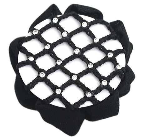 Elegant Black Rhinestone Bun Cover with Clip - Hair Accessory for Women | Perfect for Weddings, Prom, Parties & Special Occasions