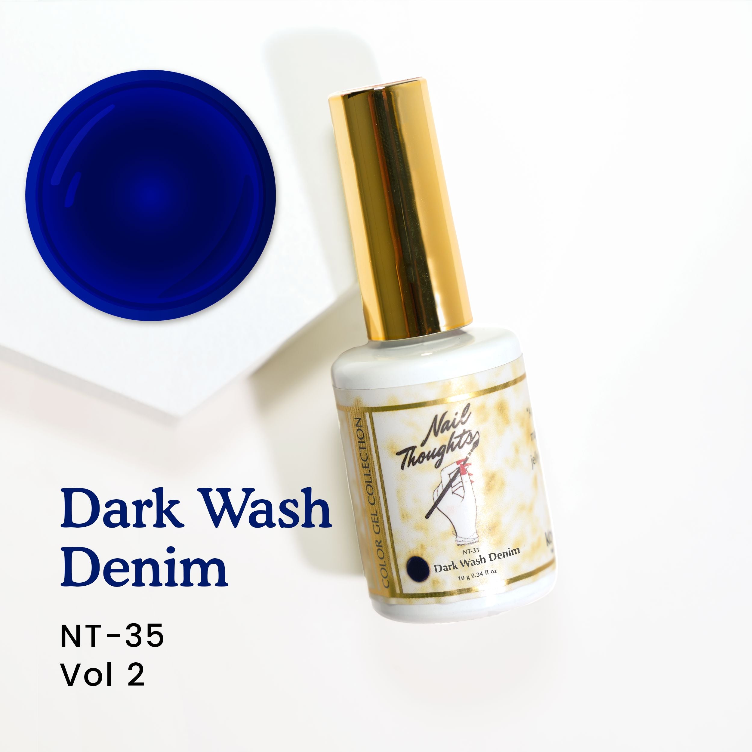 NT 35 Dark Wash Denim Nail Polish - Long Lasting Vegan Gel Polish for Professional Salon & Home Manicure - Perfect for Fall Winter Nail Art Designs