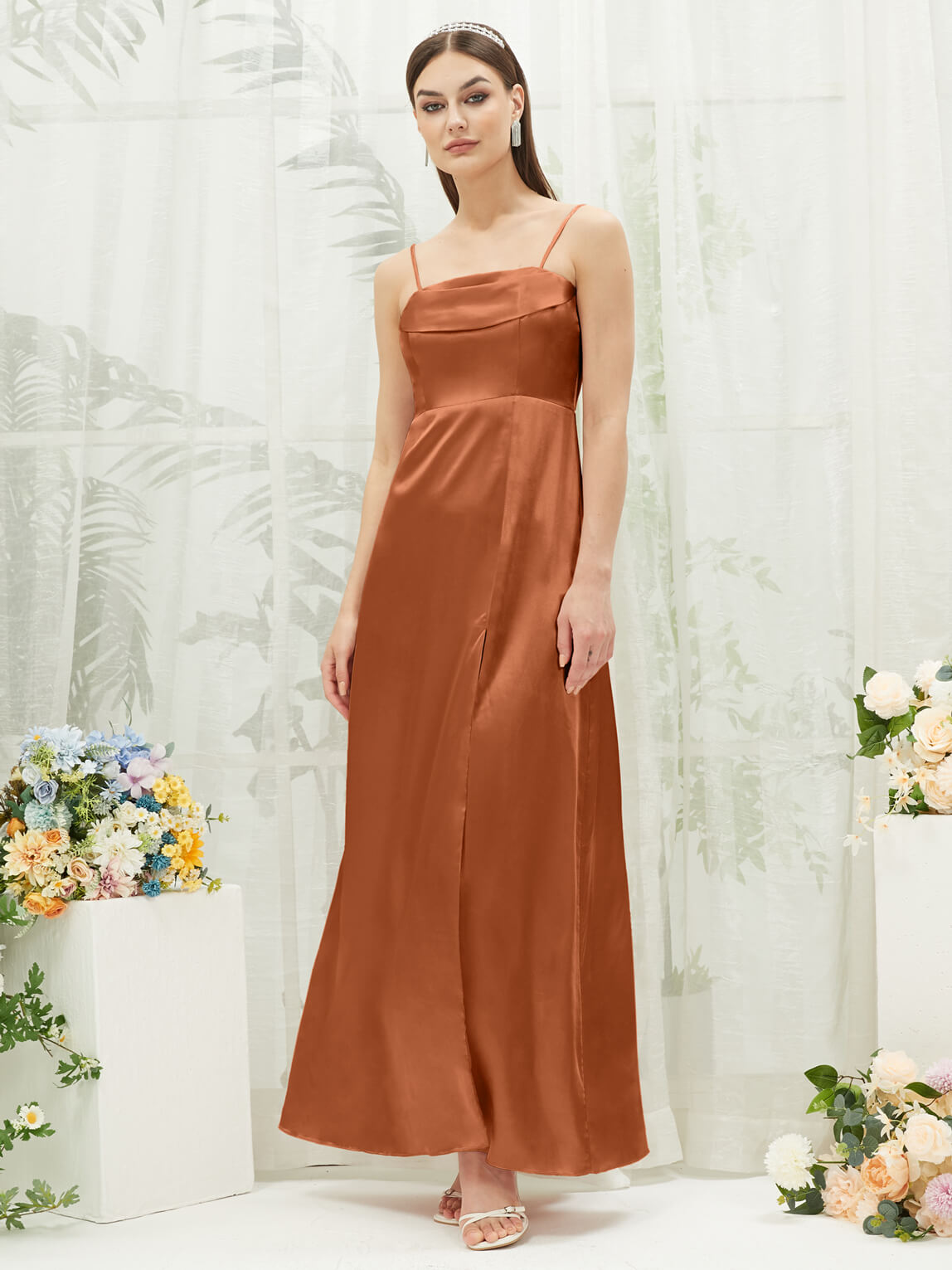 Cooper Satin Convertible Slit Floor-Length Bridesmaid Dresses - Elegant Formal Gowns for Weddings, Prom & Special Occasions