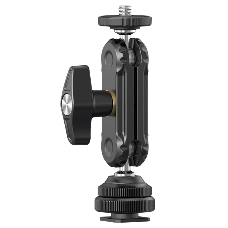 Ulanzi R098 Professional Double Ball Head Tripod Mount with Cold Shoe Adapter - Perfect for DSLR Cameras, Smartphones & LED Lights (Vlogging, Photography, Live Streaming)