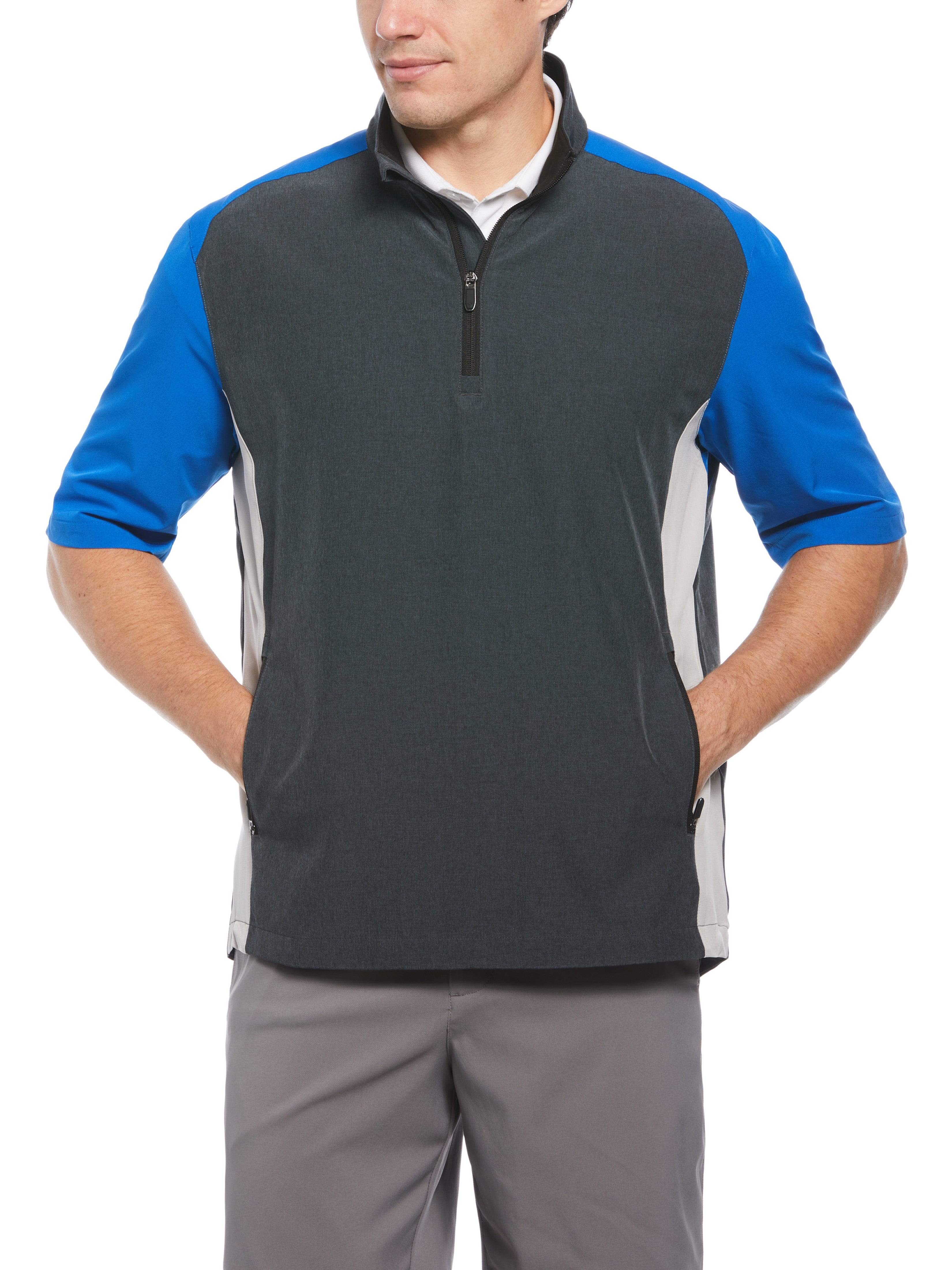 Men's Heather Blocked Half Zip Golf Pullover - Lightweight & Breathable Performance Shirt for Golfing, Running & Outdoor Activities