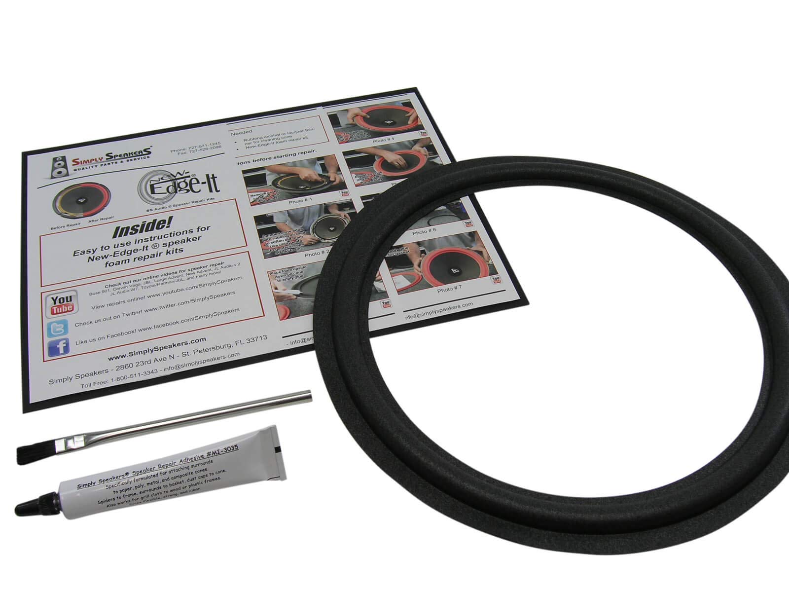 Single Edge Standard 12 Inch Foam Speaker Repair Kit FSK-12F-1 (Single) - Perfect for Home Theater and Studio Speaker Maintenance