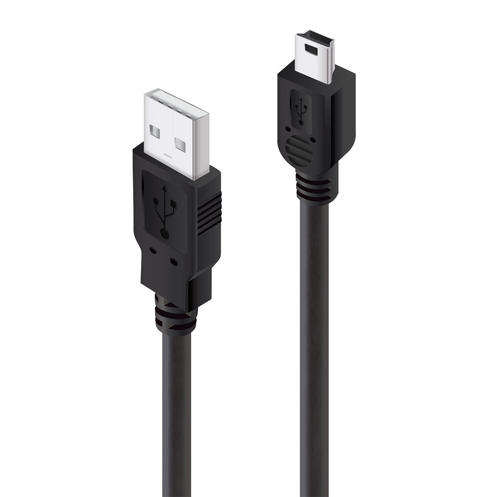 USB 2.0 Type A to Mini B Male to Male Cable - High Speed Data Transfer for Printers, Scanners & Audio Interfaces | Perfect for Office & Home Use