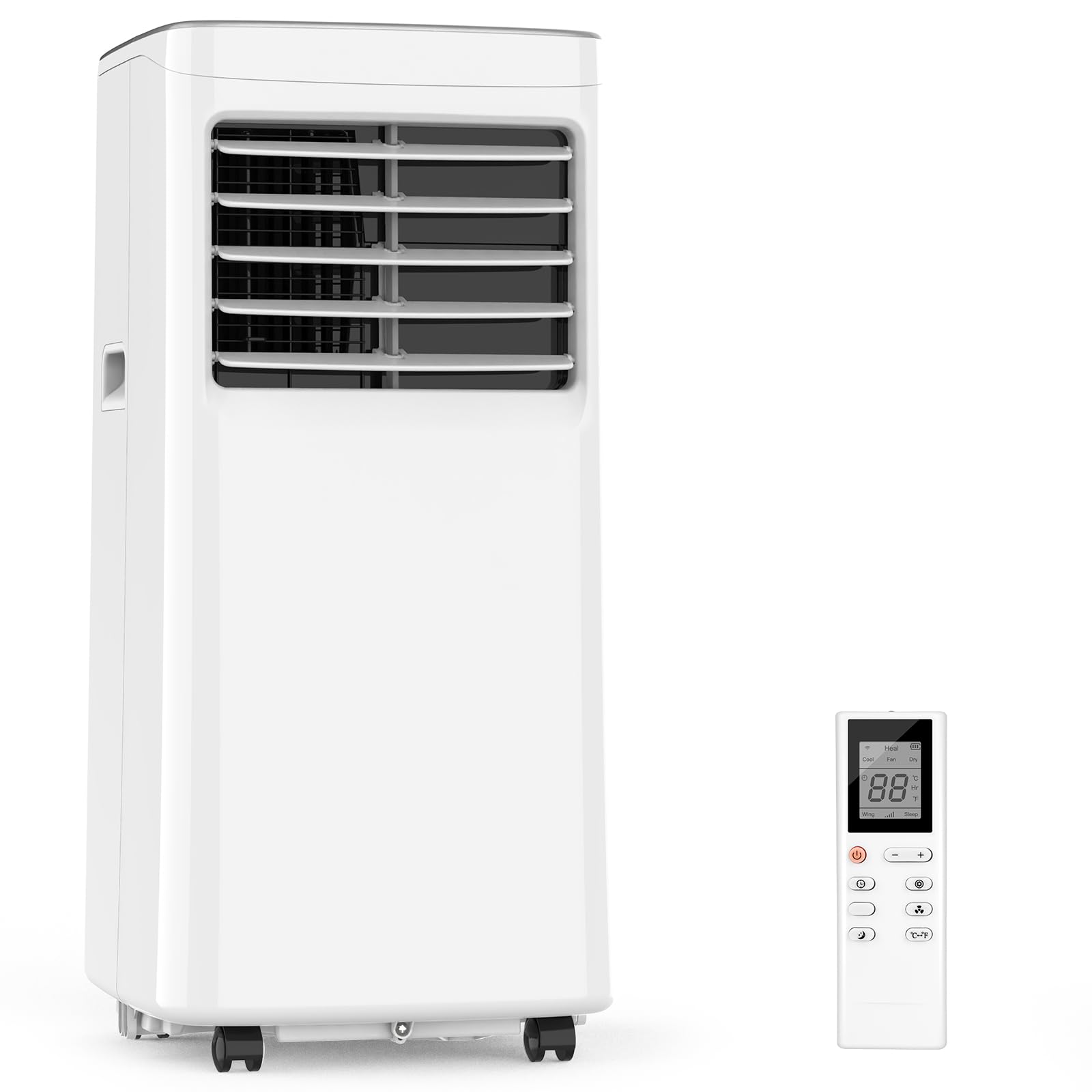 8,000 BTU Portable Air Conditioner - 3-in-1 AC Unit with Cooling, Dehumidifier & Fan Modes - Cools Rooms Up to 200 Sq Ft - Includes Remote Control & 24-Hour Timer - Ideal for Bedrooms, Home Offices, Dorm Rooms and Small Spaces