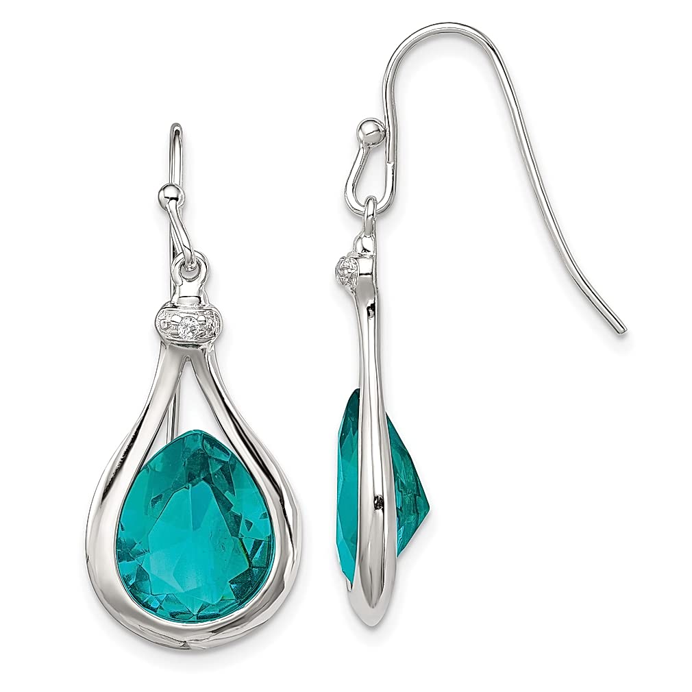 925 Sterling Silver Green Glass Cubic Zirconia Drop Earrings for Women - Elegant Chandelier Dangle Earrings with Shepherd Hook, Perfect Gift for Her | Wedding, Party, Date Night & Special Occasion Jewelry