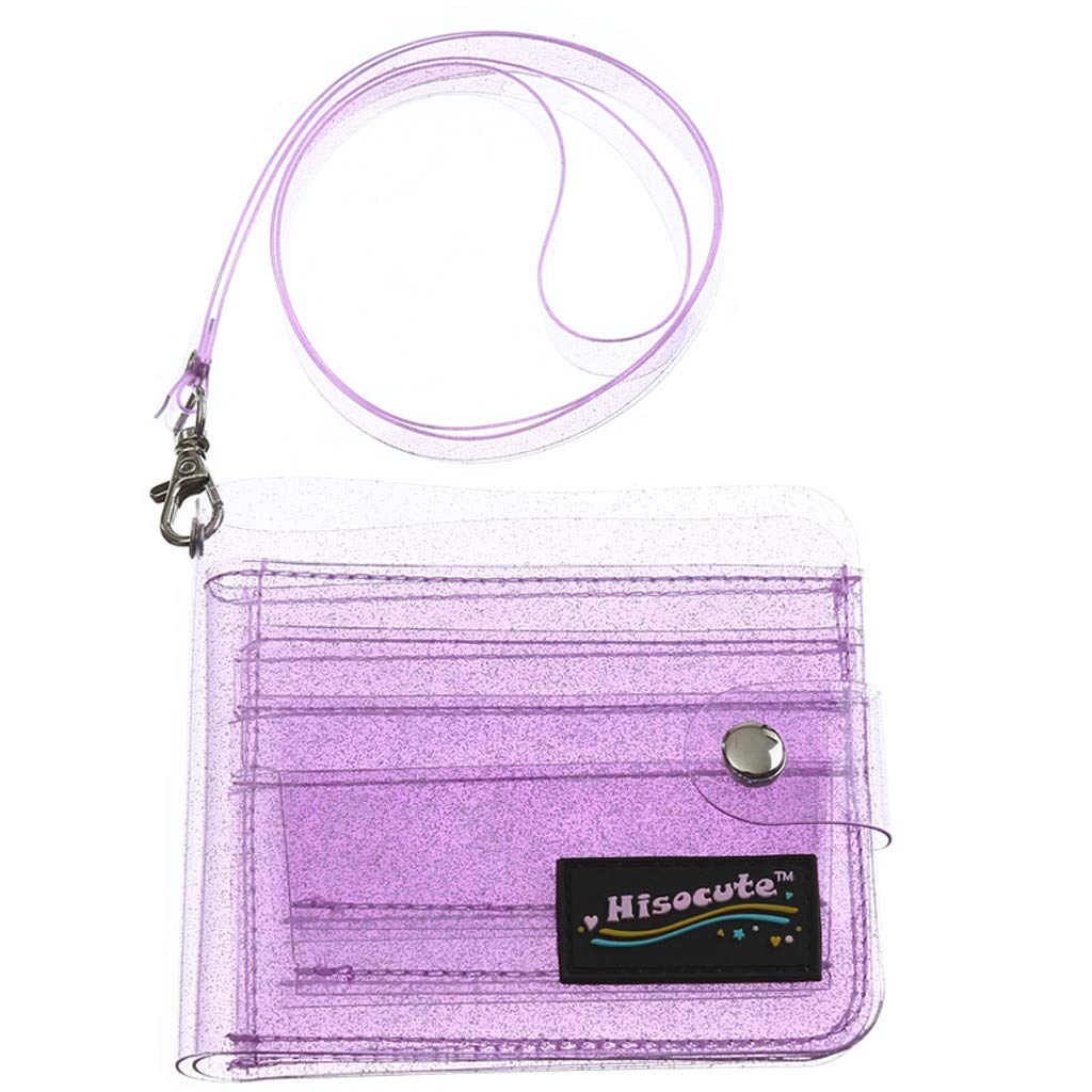 Tweippy Women's Glitter Transparent Jelly Card Wallet - Solid Color Credit Card Holder Case with Coin Purse (Purple) | Perfect for Everyday Use, Parties & Travel Accessories