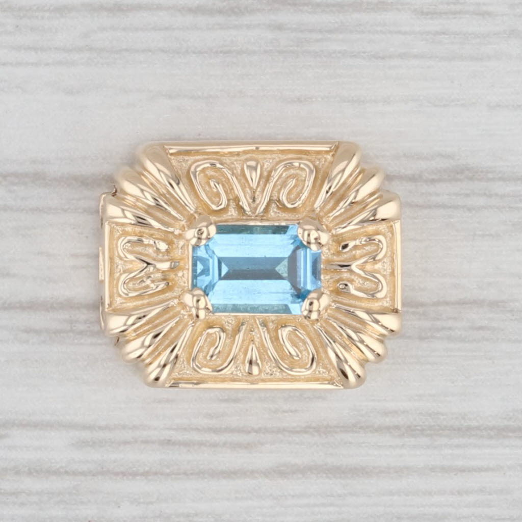 0.58ctw Blue Topaz Vintage Slide Charm in 14k Yellow Gold | Goldman Kolber Jewelry for Bridesmaid Gifts & Anniversary Presents