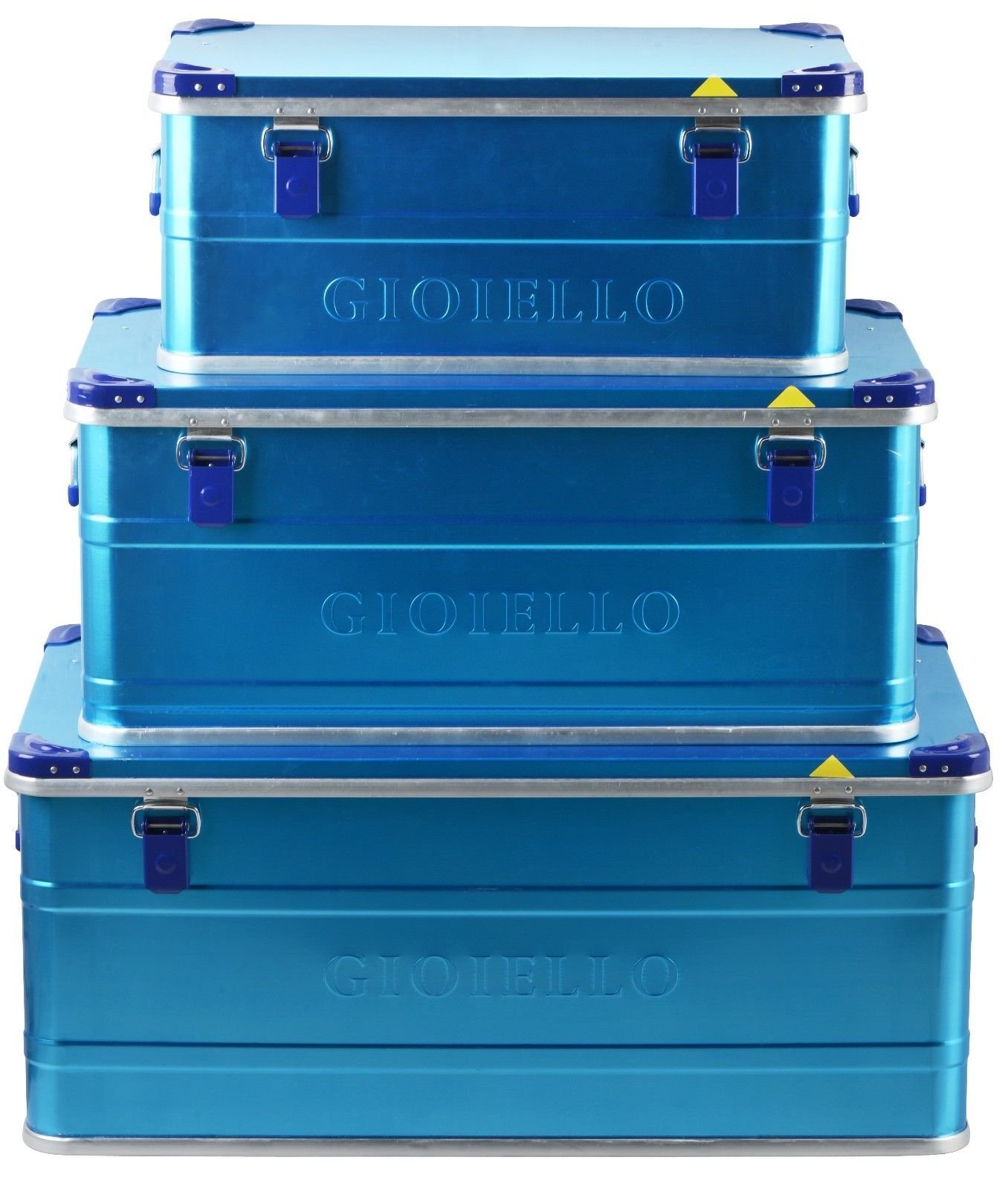 3-Piece Silver Blue Aluminum Truck Tool Box Set - 25