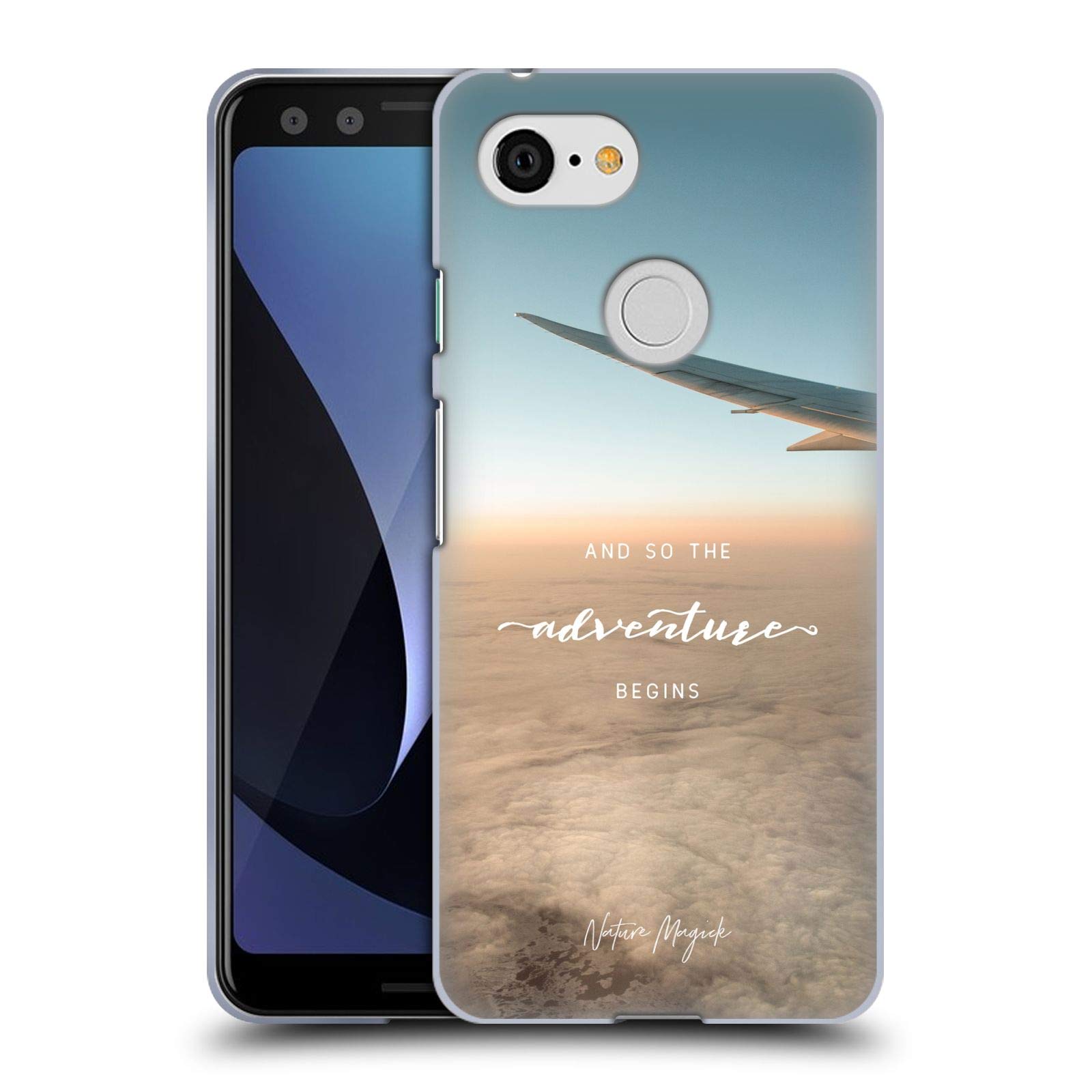 Nature Magick Airplane Pixel 3 Case - Adventure Quote Soft Gel Cover for Travel