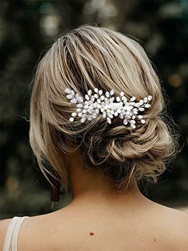 Silver Pearl Wedding Hair Comb with Rhinestones - Bridal Hair Accessory for Women & Girls - Perfect for Weddings & Special Events