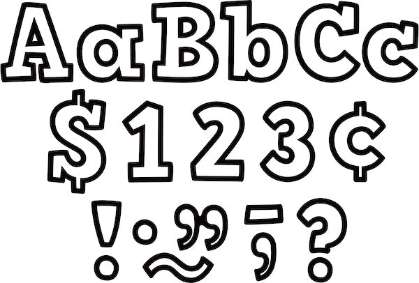 Black & White Bold Block 4 Letters Combo Pack - Alphabet Letters for DIY Home Decor, Scrapbooking, and Craft Projects
