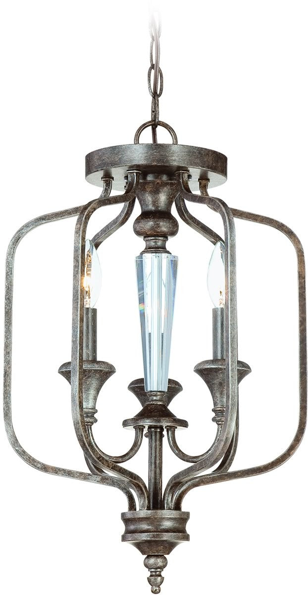 13W Boulevard 3-Light Semi Flush Mount Ceiling Light Fixture - Mocha Bronze with Silver Accents - Perfect for Dining Room, Bedroom or Entryway Lighting