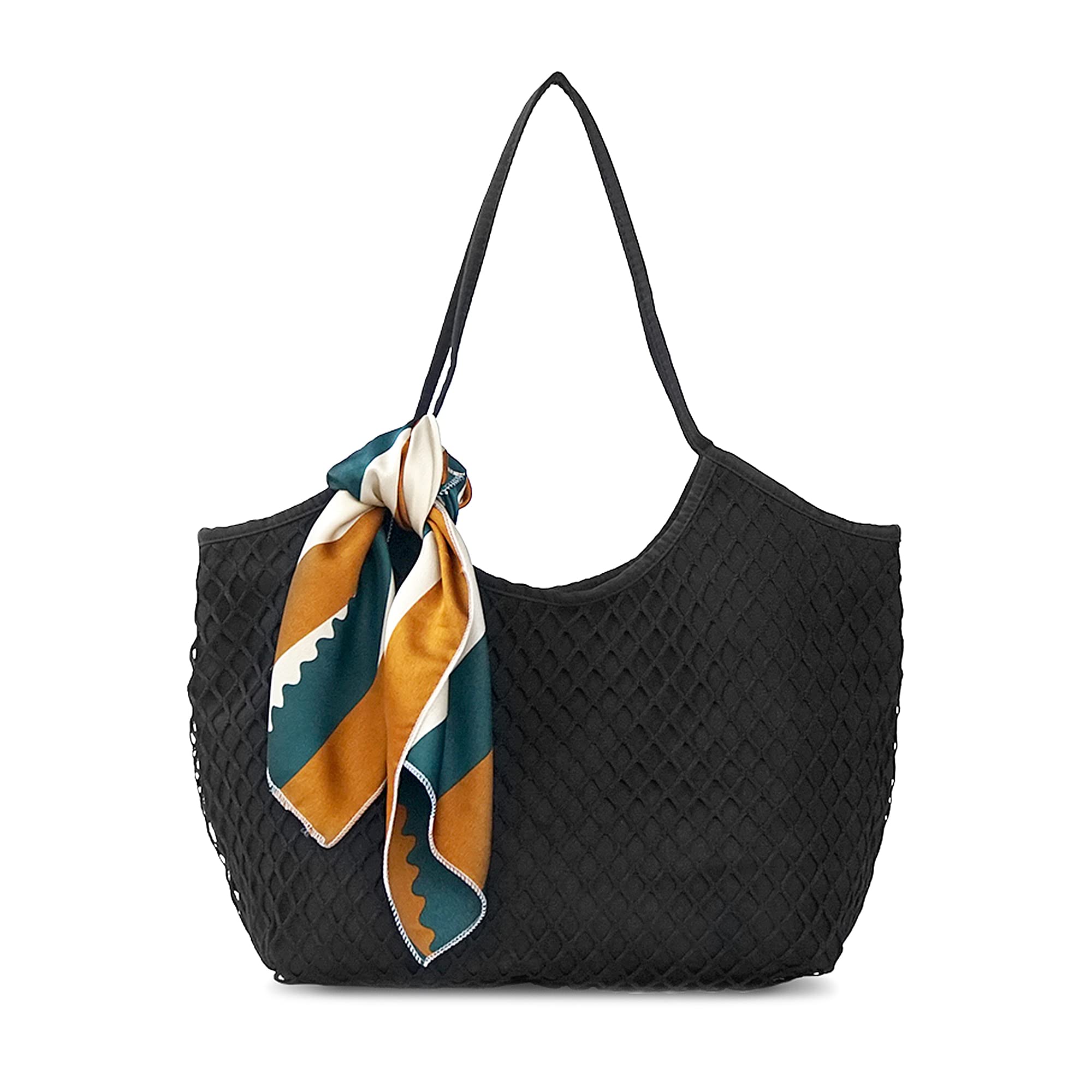 Monanoat Canvas Mesh Tote Bag for Women - Stylish Shoulder Bag with Breathable Net Design - Perfect for Work, Travel, Shopping & Groceries