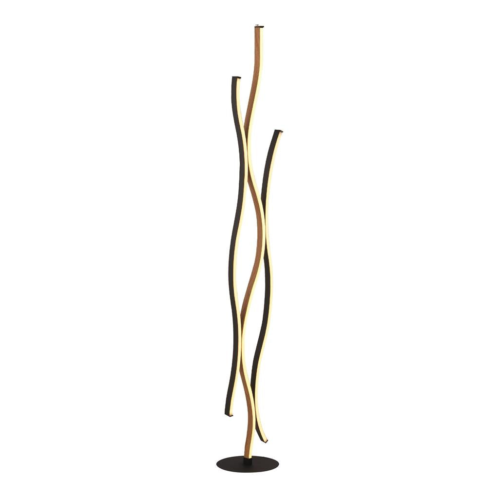 Modern Black Metal & Wood Floor Lamp with Integrated LED Lighting - Perfect for Living Room, Bedroom, or Office Decor