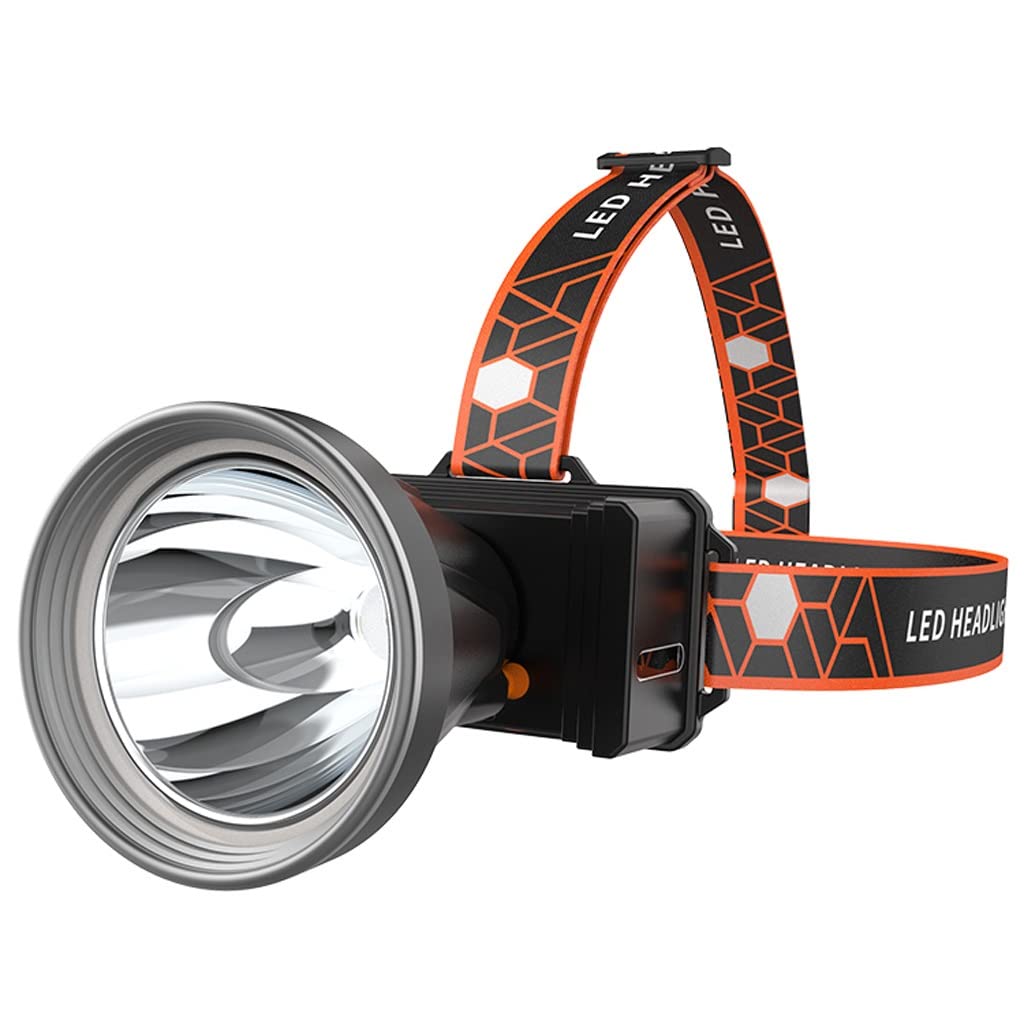 TONPOP Rechargeable Headlamp - 1000 Lumen LED Headlight with Adjustable Headband for Outdoor Activities, Camping, Hiking, Night Fishing & Mining (Yellow Light) - Waterproof & Long-Lasting Battery for Hands-Free Lighting