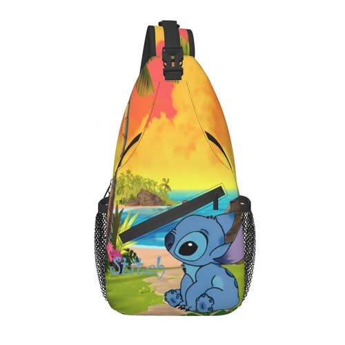 Stitch Sling Bag - Crossbody Backpack for Travel & Hiking - Chest Daypack Purse for Women & Men - Perfect Gift for Outdoor Adventures (Black)
