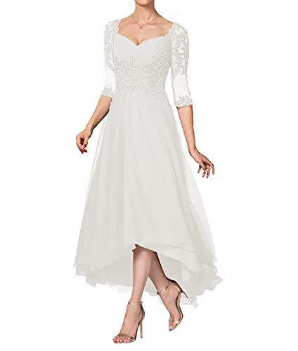 Elegant Lace Formal Wedding Guest Dress for Women - Chiffon Tea-Length Evening Gown | Perfect for Bridal Showers, Garden Parties & Special Occasions