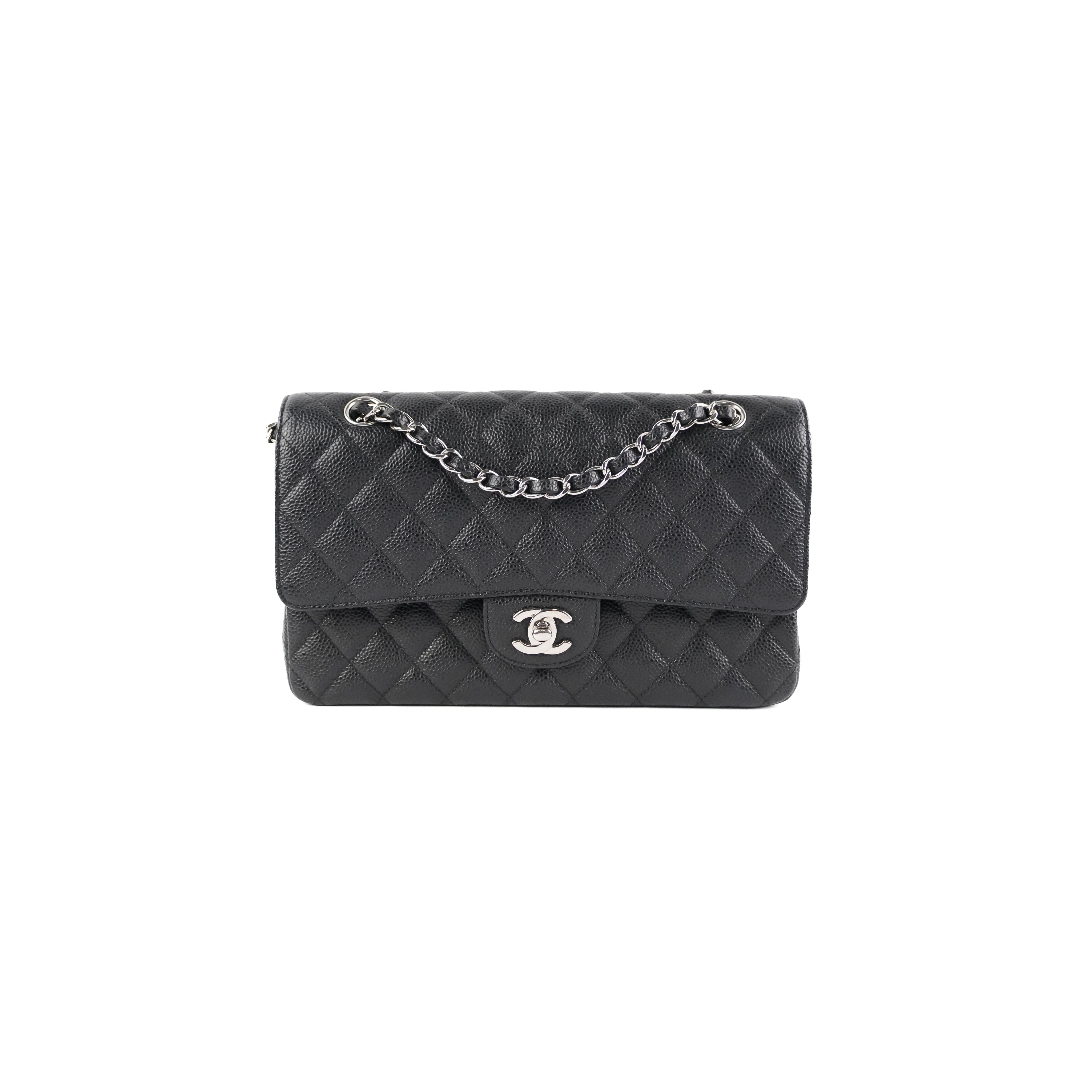 Chanel Medium/Large Double Classic Flap Bag in Black Caviar Leather - Luxury Designer Handbag for Women, Perfect for Work, Evening Events & Special Occasions