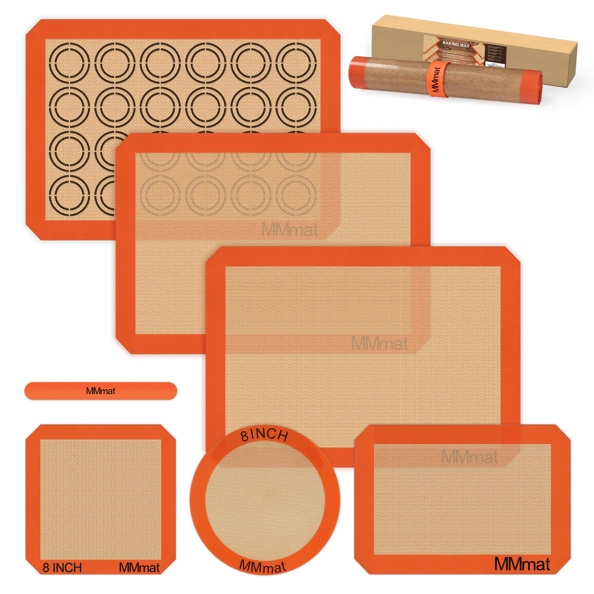 Premium Non-Stick Silicone Baking Mats Set of 6 - Food Grade, Heat Resistant, Reusable & Non-Slip for Cookies, Pastries, Bread - Perfect for Oven, Countertop & Kitchen Use