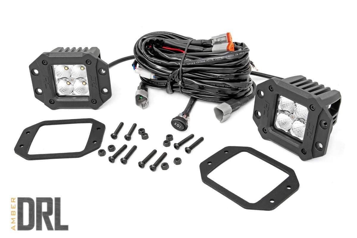 2 Inch Chrome Series LED Light Pods - Flush Mount Amber DRL (70803DRLA) | Off-Road, Truck, ATV, UTV Lighting Accessories for Night Driving & Outdoor Adventures