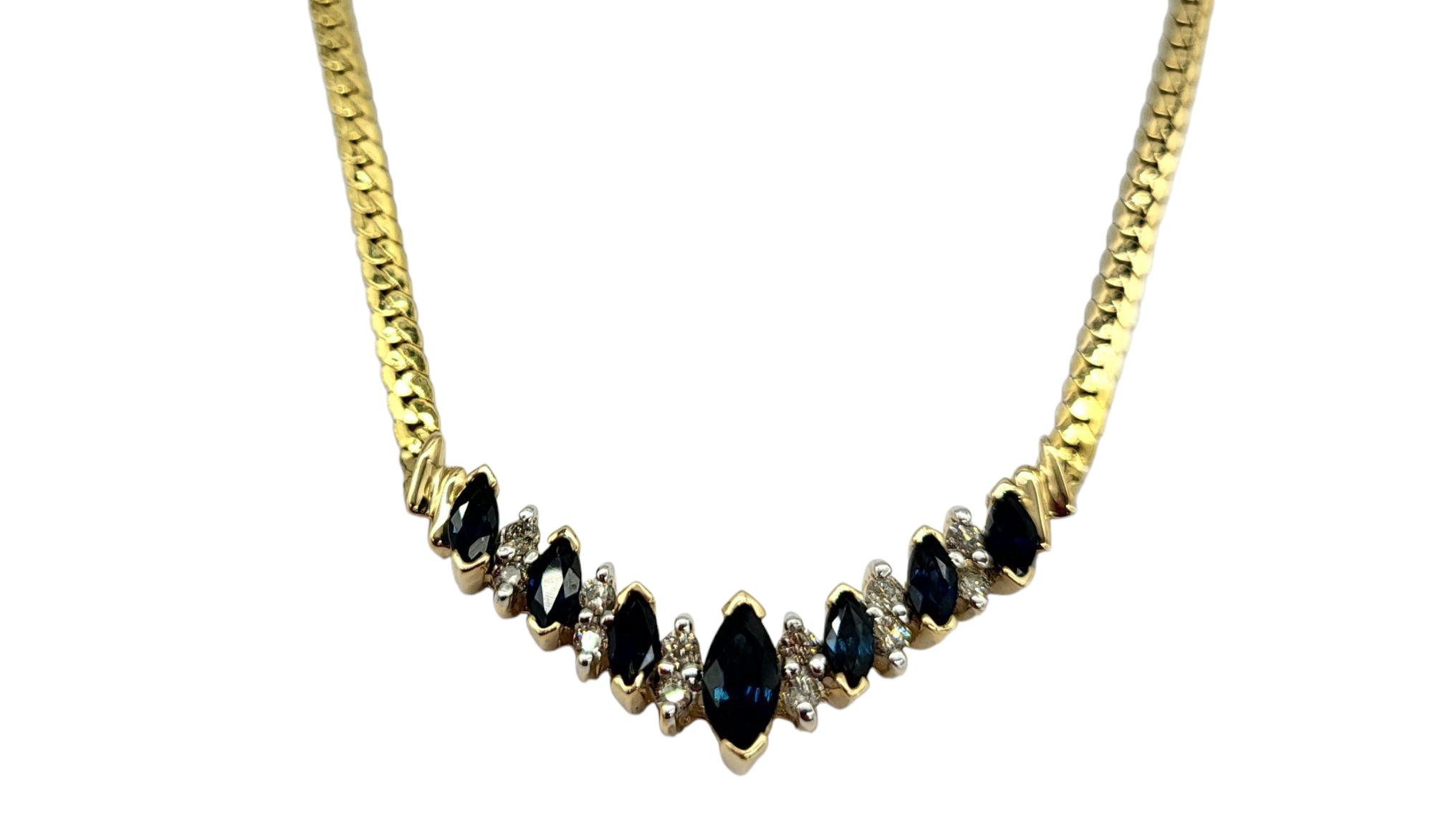 Elegant Sapphire & Diamond Stationary Necklace - Perfect for Weddings, Parties & Special Occasions