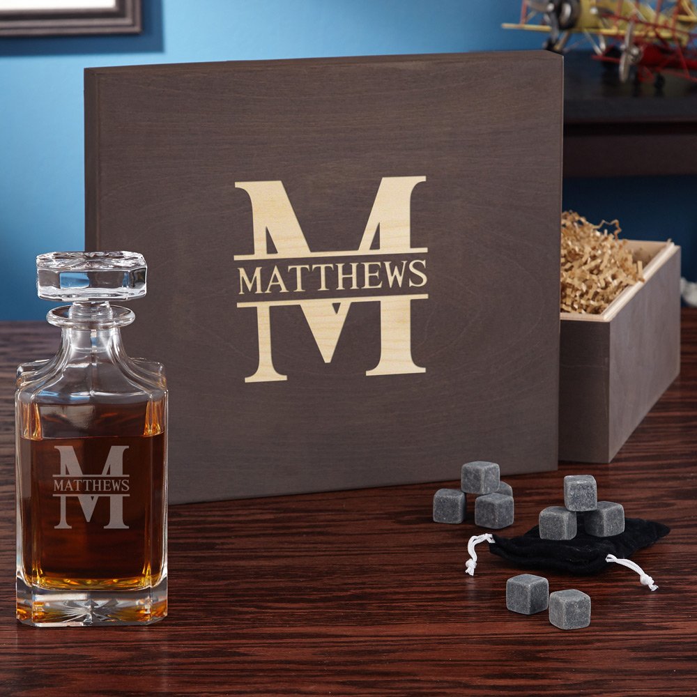 Personalized Engraved Whiskey Gift Set with Wooden Box - Custom Name & Date - Perfect for Anniversary, Birthday, Groomsmen & Retirement Gifts