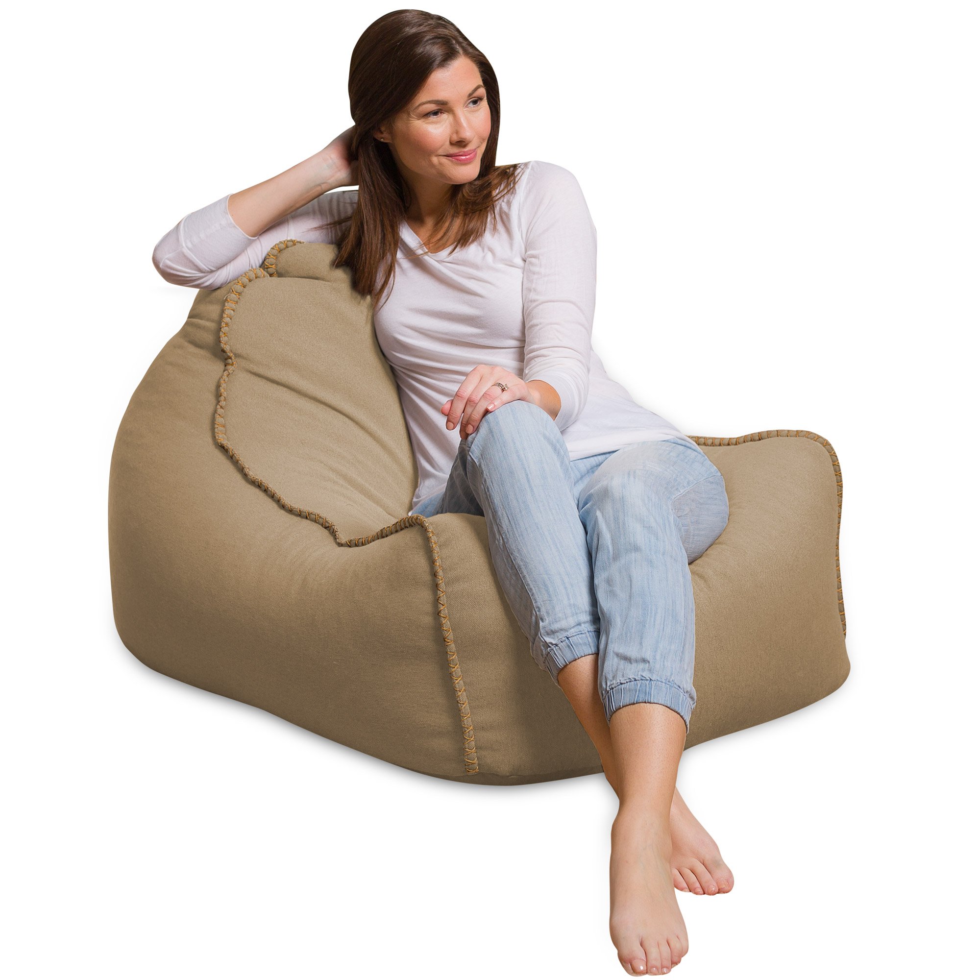 Premium Indoor & Outdoor Bean Bag Chair - Captains Chair in Taupe - Perfect for Lounging, Gaming & Relaxing in Living Room, Bedroom or Patio