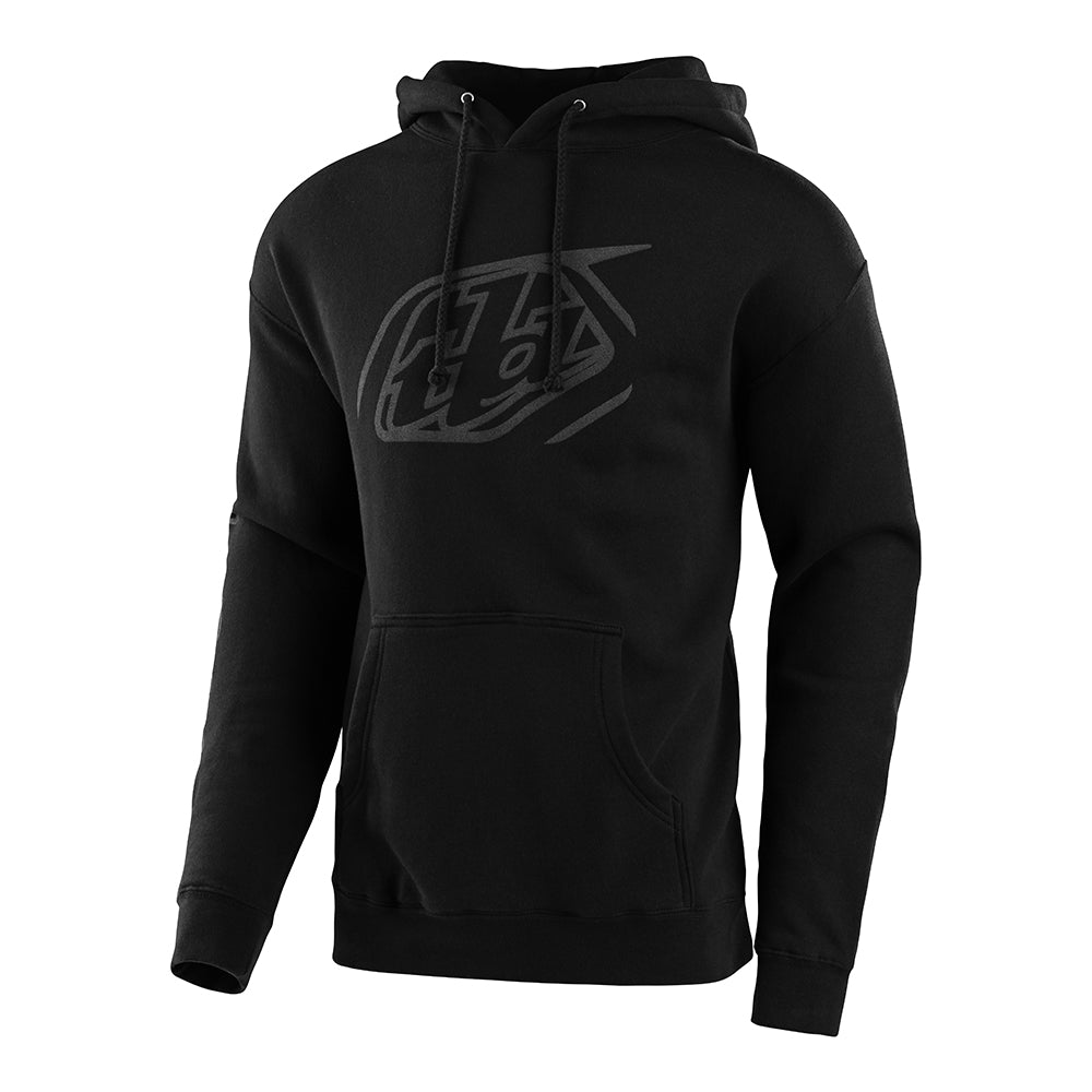 Cropped Pullover Hoodie with Badge - Black Reflective Design for Streetwear & Casual Outfits
