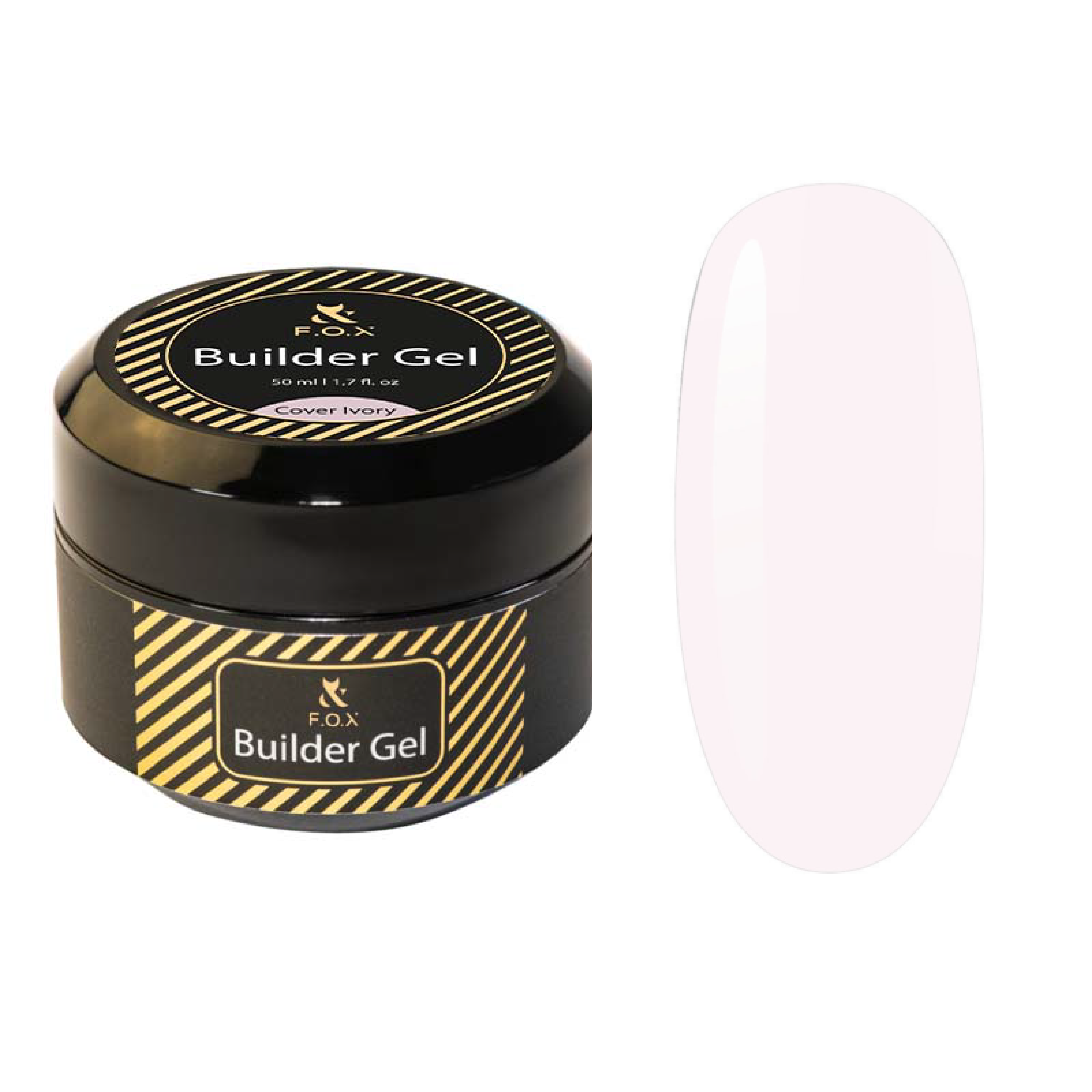 F.O.X Builder Gel Cover Ivory - 50ml Nail Extension Gel for Strong & Natural-Looking Nails - Perfect for DIY Manicures & Salon Use