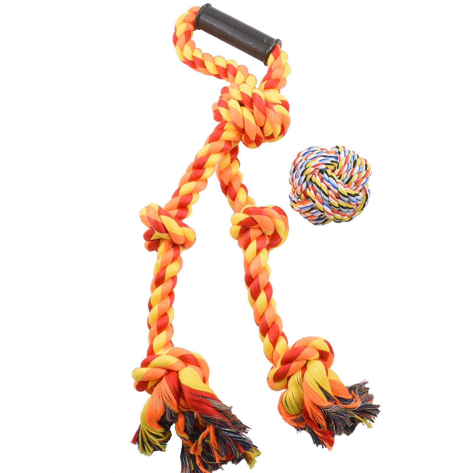 Durable Dog Rope Toy for Aggressive Chewers - 2 Pack Interactive Tug of War Rope & Chew Ball Set for Large Dogs | Teeth Cleaning, Outdoor Play, Training & Bonding Activities