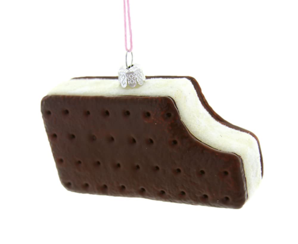 Chocolate Cookie Ice Cream Sandwich Christmas Ornament - The Bridge Collection Glass Dessert Decor for Tree, Gift Exchange & Holiday Home Decor