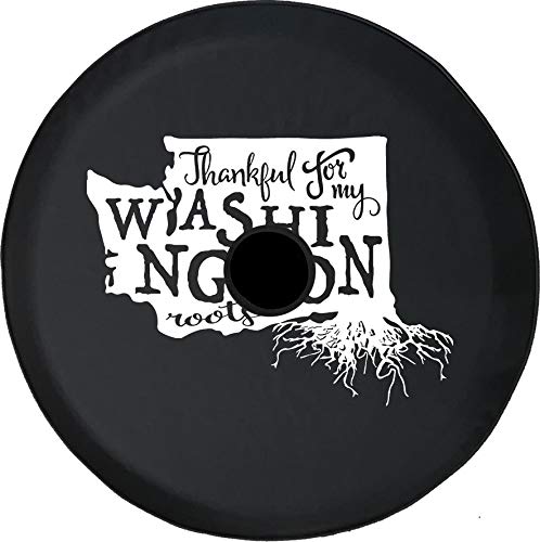 Washington Home Roots Black 33 Inch Spare Tire Cover with Backup Camera Hole for Jeep Wrangler JL - Durable Camper RV Truck SUV Trailer Tire Accessories | Perfect for Off-Road Adventures & Camping Trips