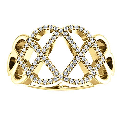 14K Yellow Gold Plated Round Diamond Infinity Wedding Ring for Women - Elegant Bridal Jewelry for Engagement, Anniversary & Special Occasions