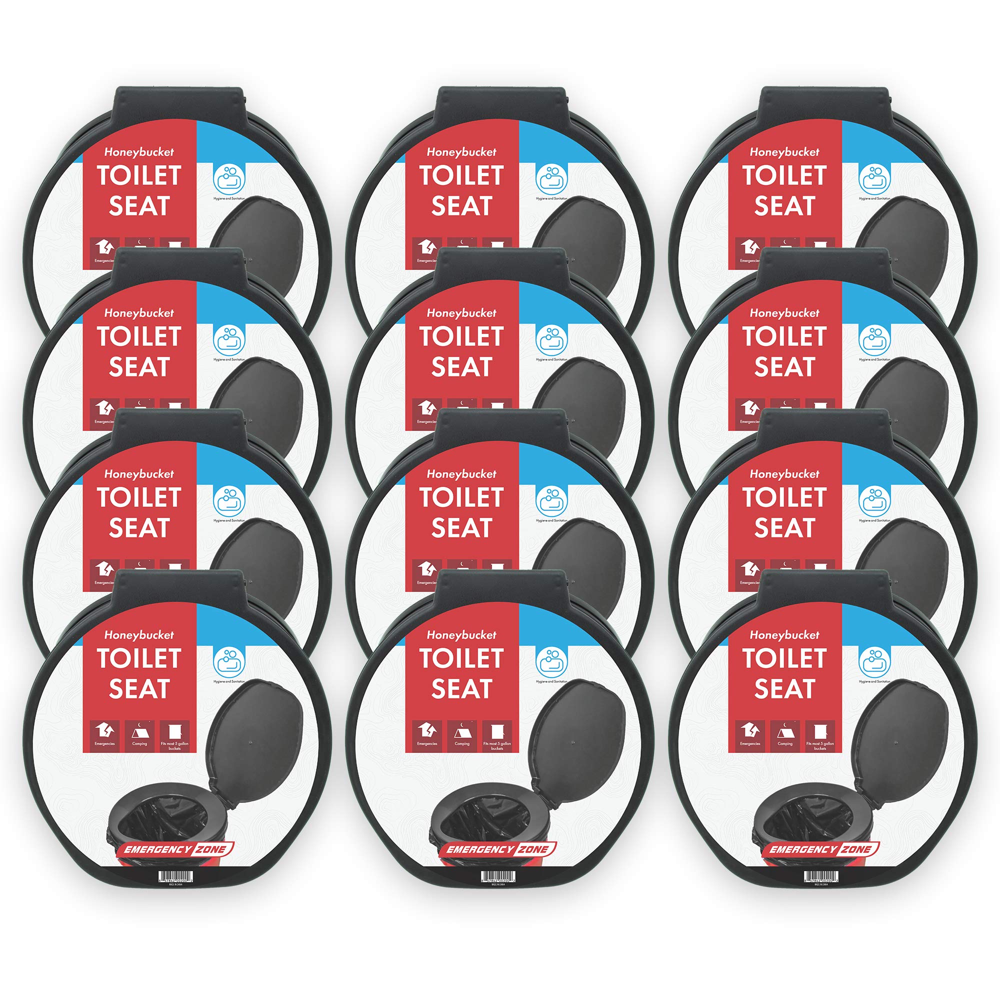 12 Pack Honey Bucket Style Portable Toilet Seat for 5 Gallon Bucket - Camping, Hiking, Boating & Emergency Toilet Solution | Perfect for Outdoor Adventures, RV Trips & Disaster Preparedness