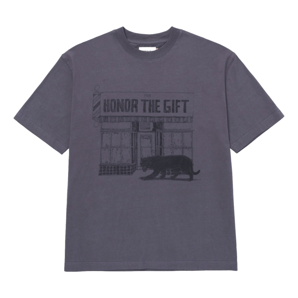 Honor The Gift Barbershop T-Shirt - Grey Cotton Tee for Men - Perfect for Barber Shops, Salons & Casual Wear