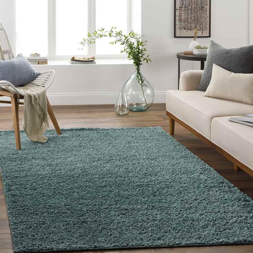 BROOKS DECOR Green Solid and Border Area Rug 7'10