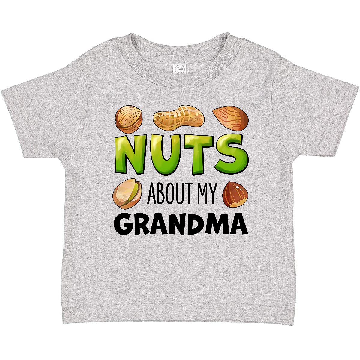 Inktastic 'Nuts About My Grandma' Peanut, Almond, Pistachio Baby T-Shirt - Cute Toddler Outfit for Family Reunions & Grandparents Day