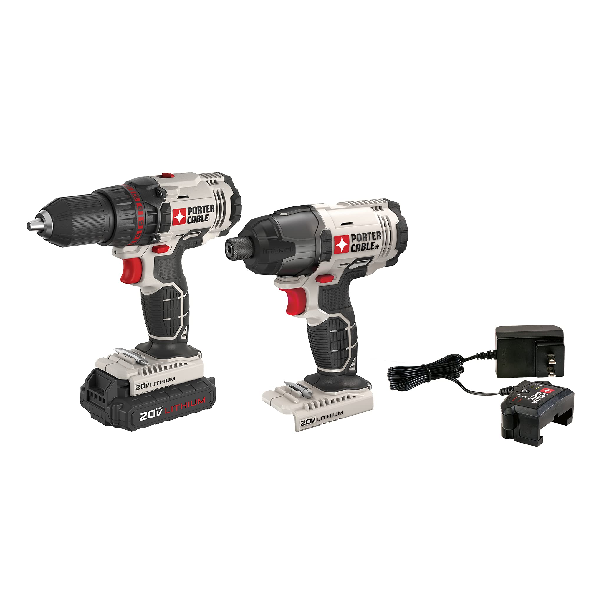 PORTER-CABLE 20V MAX* Cordless Drill and Impact Driver Combo Kit (PCCK604L2) - 2-Tool Set for DIY Projects, Home Repairs & Professional Construction Work