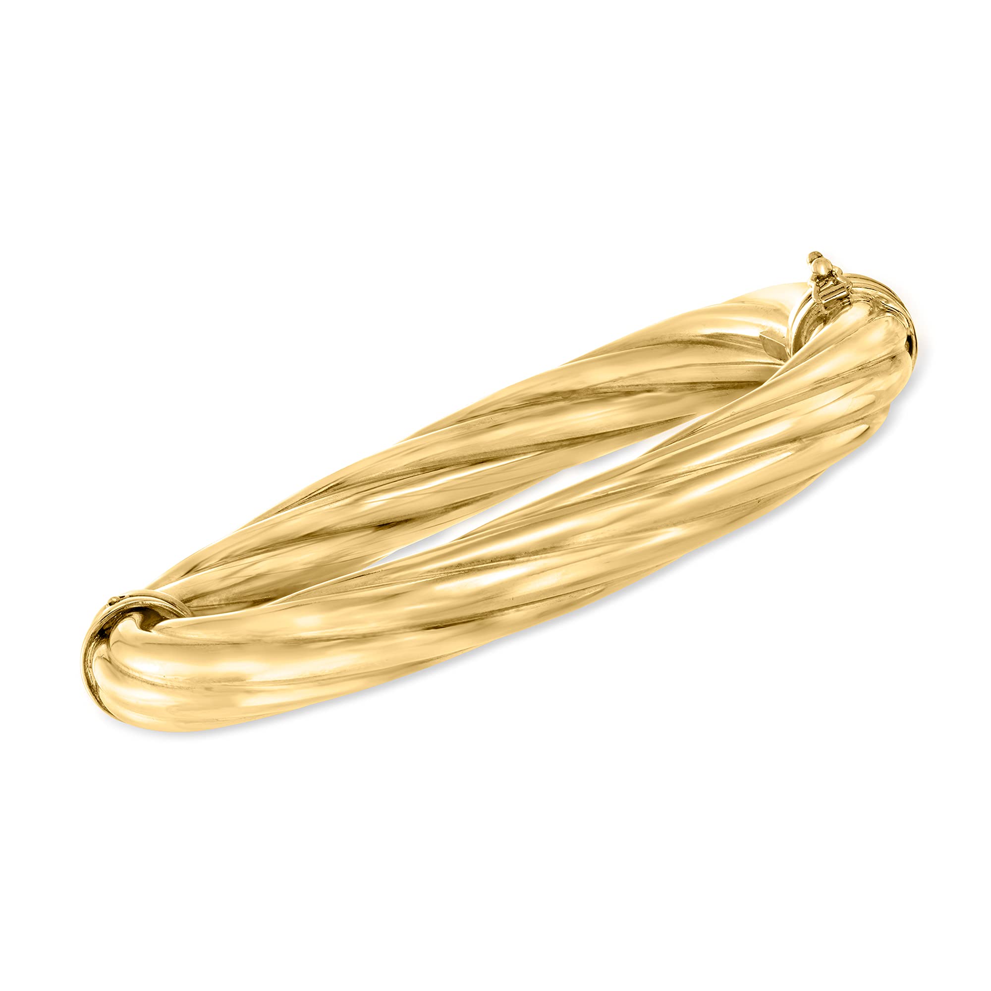 Ross-Simons Italian Twisted Oval Bangle Bracelet - 14K Gold Plated Women's Jewelry for Everyday Wear & Special Occasions