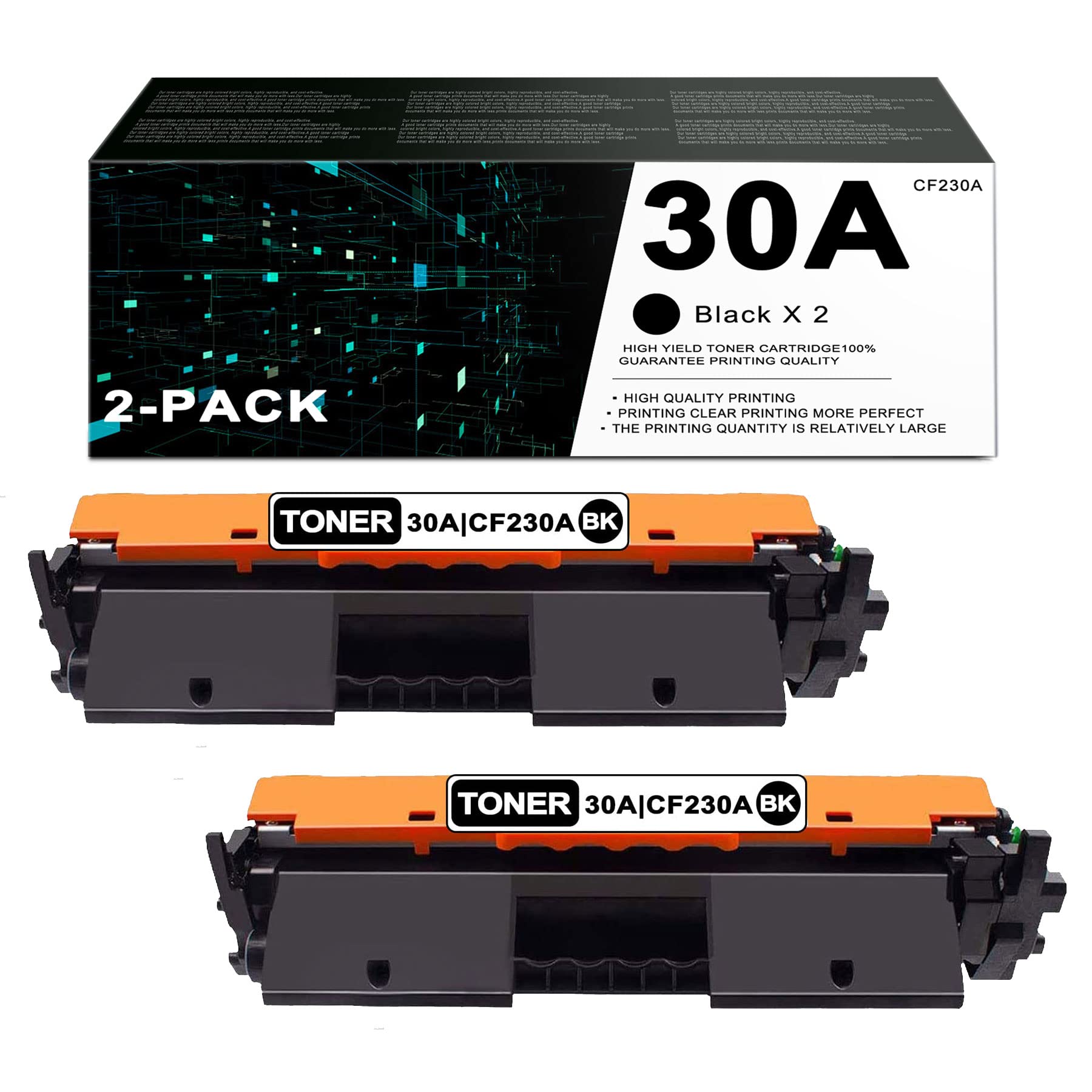 EAXIUCE CF230A 2PK 30A | High-Yield Compatible Toner Cartridge Replacement for HP MFP M227d/M227sdn/M227fdw/M227fdn/Pro M203dn/M203dw/M203d Printers - 2 Pack Black 30A | Ideal for Home Office & Small Business Printing Needs