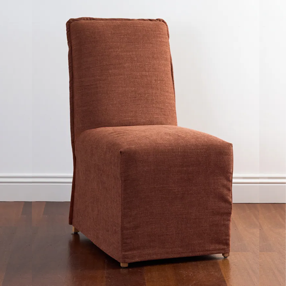 Ellie Slipcover Dining Chair Covers - Washable Stretchable Fabric Seat Covers for Kitchen, Dining Room, Restaurant - Rust Brown (Set of 2) - Perfect for Home Decor, Parties and Daily Use
