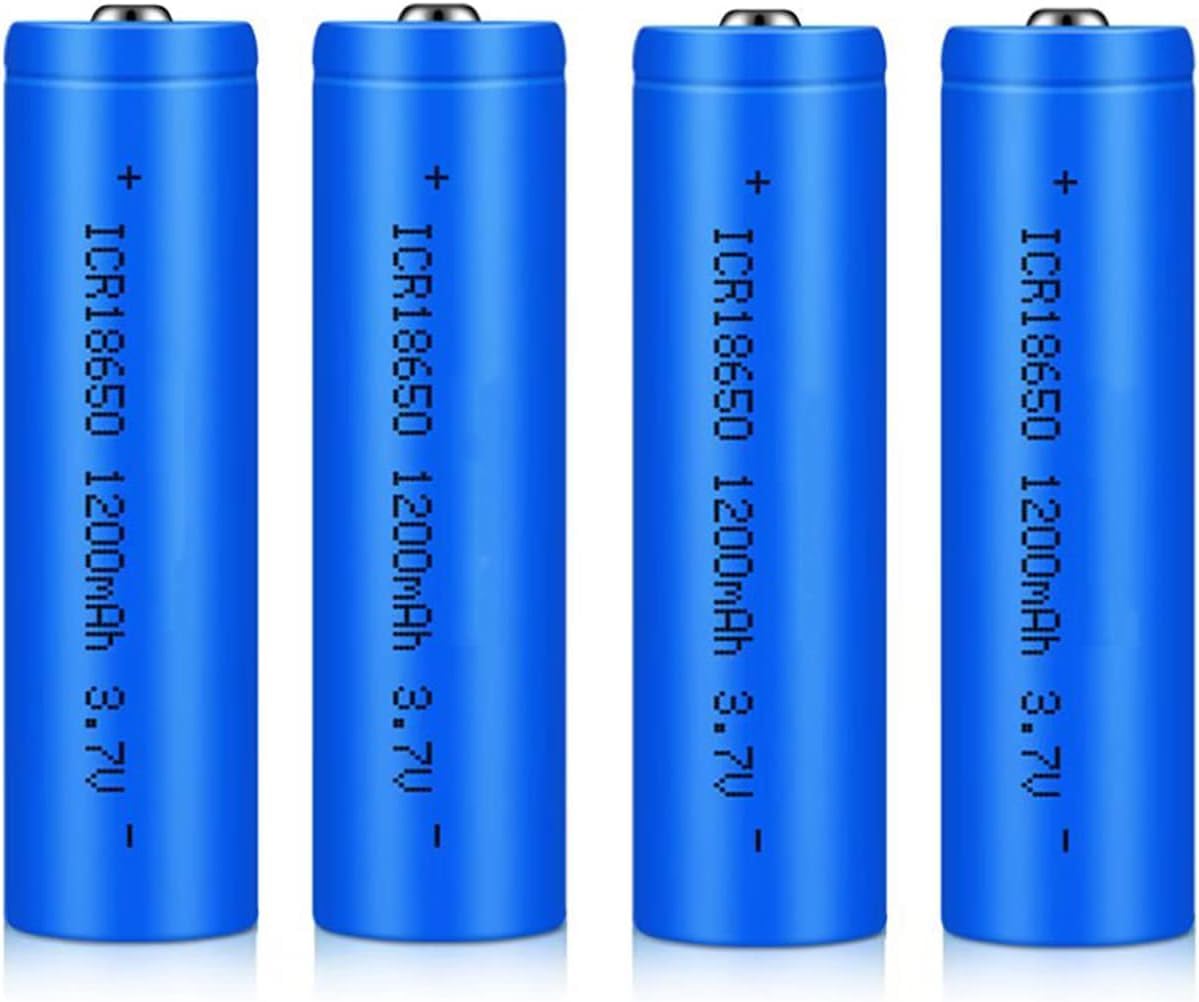 18650 Rechargeable Lithium-ion Battery 3.7V 1200mAh - High Capacity Button Top Batteries for LED Flashlights, Headlamps, Doorbells, RC Cars, Toys & Electronics (4-Pack) - Long Lasting Power for Home, Outdoor & Emergency Use