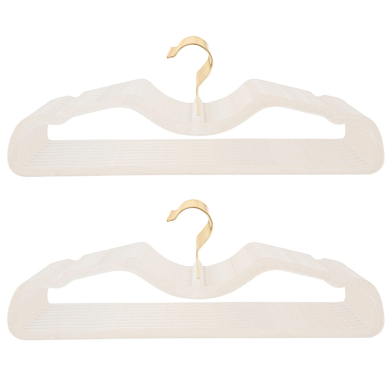 Non-Slip Velvet Clothes Hangers - 40 Pack Slim Space Saving Hangers for Closet Organization | Reduces Wrinkles & Clutter | Perfect for Dorms, RVs, Small Spaces & Home Use | Ivory Velvet Hangers for Shirts, Pants, Dresses & More